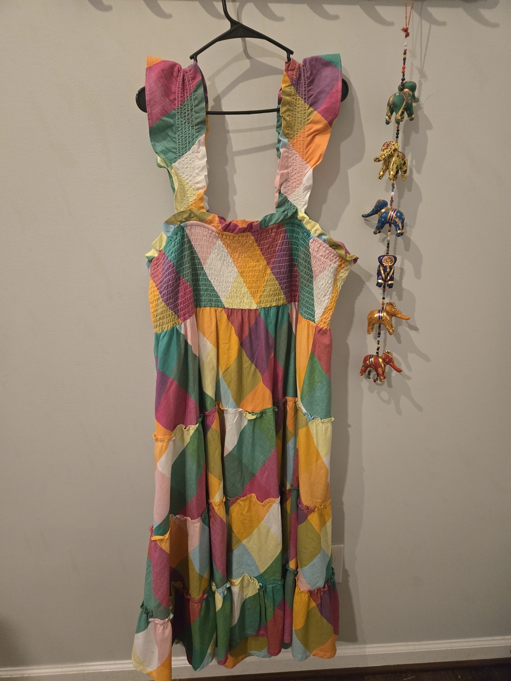 crown & ivy Multicolor Diamond-Print Sundress with Smocked Bodice - Picture 6 of 10